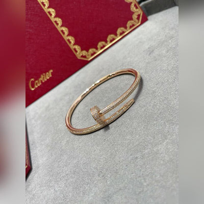 V-Gold Diamond Pavé Screw Cuff for Couples - Titanium Steel Open-Close Clasp