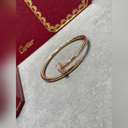 V-Gold Diamond Pavé Screw Cuff for Couples - Titanium Steel Open-Close Clasp