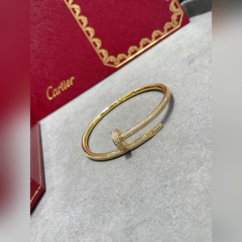 V-Gold Diamond Pavé Screw Cuff for Couples - Titanium Steel Open-Close Clasp