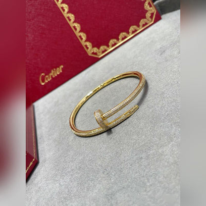 V-Gold Diamond Pavé Screw Cuff for Couples - Titanium Steel Open-Close Clasp